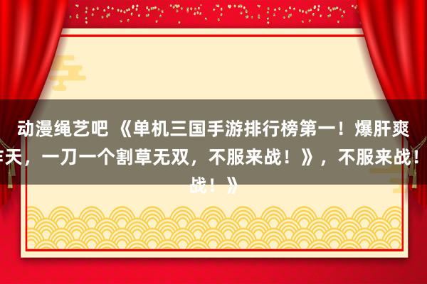 动漫绳艺吧 《单机三国手游排行榜第一！爆肝爽炸天，一刀一个割草无双，不服来战！》，不服来战！》